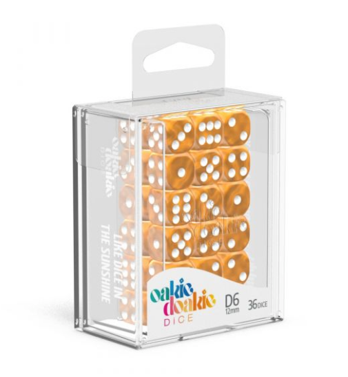 Oakie Doakie Dice D6 (12mm) Marble, Orange 36 pc