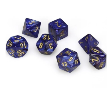 Chessex Scarab® Polyhedral Royal Blue / Gold 7-Die Set (16mm)